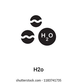 H2o icon vector isolated on white background, logo concept of H2o sign on transparent background, filled black symbol