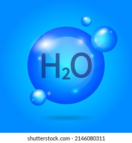 h2o icon with water drop, vector stock