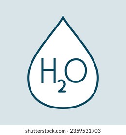 H2O icon. Water drop vector icon in line style. Logo concept of H2O sign on white background, dark blue symbol. Editable stroke.