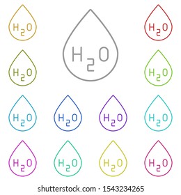 H2o iconmulti color icon. Simple thin line, outline vector of biology icons for ui and ux, website or mobile application