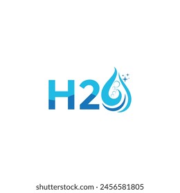 H2o or H2O Letter, Water Drop Logo Design, With Water Wave Symbol Vector 
