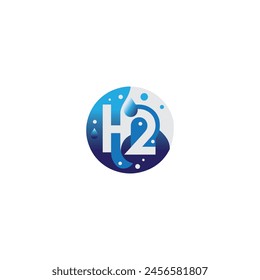 H2o or H2O Letter, Water Drop Logo Design, With Water Wave Symbol Vector 
