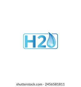 H2o or H2O Letter, Water Drop Logo Design, With Water Wave Symbol Vector 
