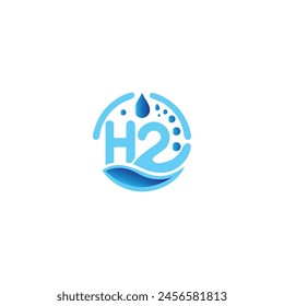 H2o or H2O Letter, Water Drop Logo Design, With Water Wave Symbol Vector 
