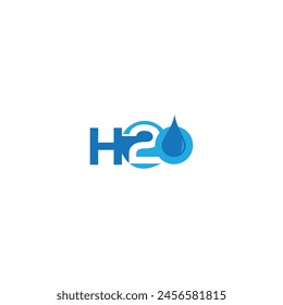 H2o or H2O Letter, Water Drop Logo Design, With Water Wave Symbol Vector 
