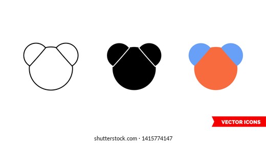 H2o Molecule icon of 3 types: color, black and white, outline. Isolated vector sign symbol.