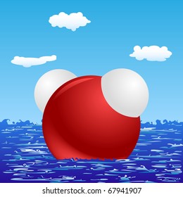 H2O molecule on the sea