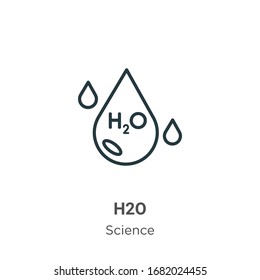 H2o outline vector icon. Thin line black h2o icon, flat vector simple element illustration from editable science concept isolated stroke on white background