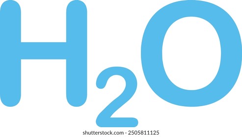 H2O Text in Blue Vector Illustration. Chemist. Laboratory. Science. Edication