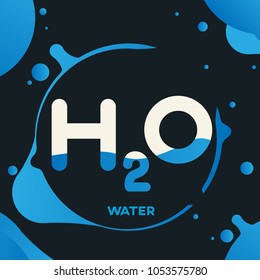 H2O Text On Liquid Design Background , Greeting Card Or Poster 