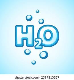 H2O vector logo. Chemical formula of water.