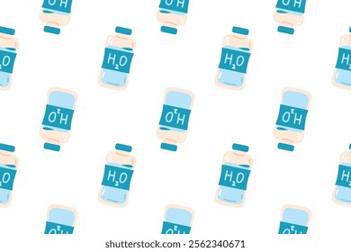 H2O water bottle seamless pattern
