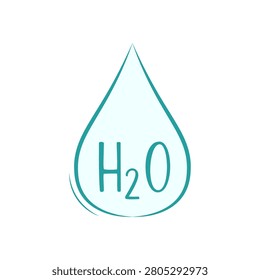 H2O Water Drop Chemistry Formula Vector Icon