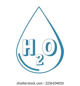 H2O, Water drop icon isolated on background. line style design for infographic banner and website design. science symbols logo vector illustration.