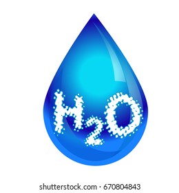 H2O Water drop icon. Vector concept illustration for design.