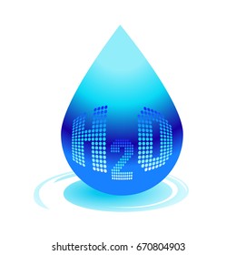 H2O Water drop icon. Vector concept illustration for design.