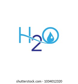 H2O With Water Drop Logo Design Vector