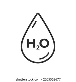 H2O Water drop vector icon water icon line art design. Aqua symbol