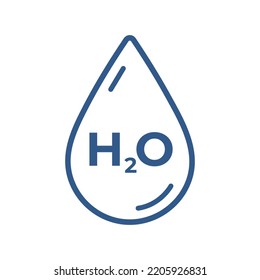 H2O Water drop vector icon water icon line art design. Aqua symbol. Water formula