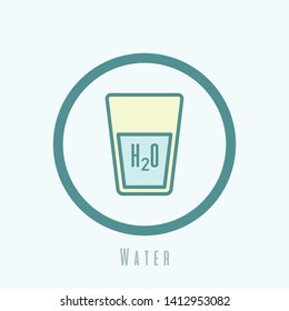 H2O, water, glass icon. New trendy line graphic vector for web, logo, app, ui. Vector illustration.