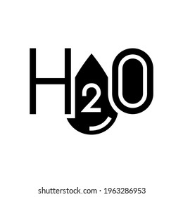 h2o water glyph icon vector. h2o water sign. isolated contour symbol black illustration