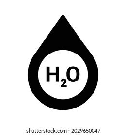 H2o, icono del agua. Gráficos vectoriales negros.