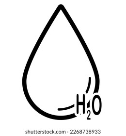 H2o water icon in trendy outline style design. Vector illustration isolated on white background.
