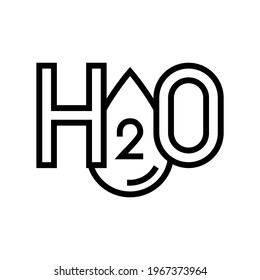 H2o Water Line Icon Vector. Isolated Contour Symbol Black Illustration