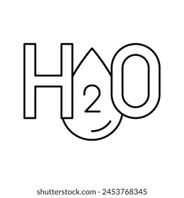 h2o water line icon vector. h2o water sign. isolated contour symbol black illustration