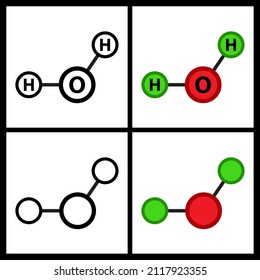 h2o water molecule structure. Liquid aqua atom formula. Vector illustration isolated on white background.