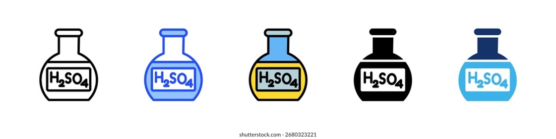 H2So4 Flask Icon Collection With Multiple Styles