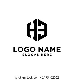 H3 simple initial logo concept