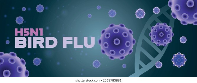 H5N1 Bird Flu. Medical banner with abstract virus cells on a globe design 