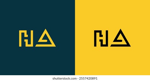 HA abstract minimalist letters Logo Monogram. It is a minimalist logo, this logo is made by combining two letters