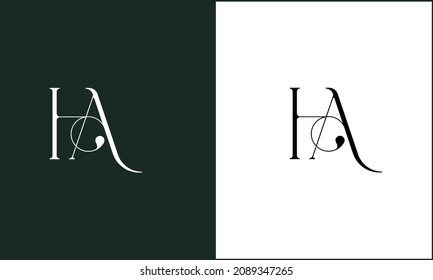 HA ,AH Abstract Letters Logo Monogram