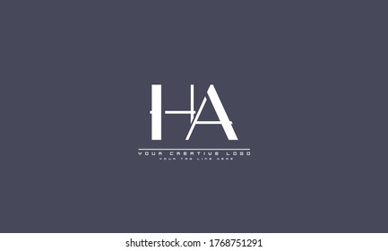 HA AH abstract vector logo monogram template