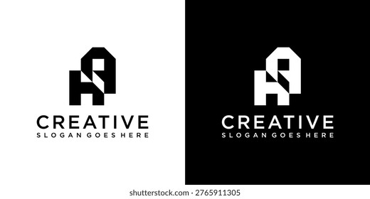 HA or AH initial letter logo design vector