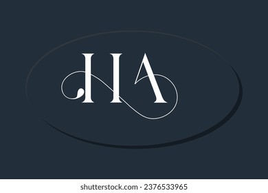 HA AH letter mark ligature modern elegant logo design