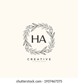 HA Beauty Vektor erste Logo-Kunst, Handschrift Logo der ersten Signatur, Hochzeit, Mode, Jewerly, Boutique, Blumen und botanisch mit kreativen Vorlage für jedes Unternehmen oder Unternehmen.