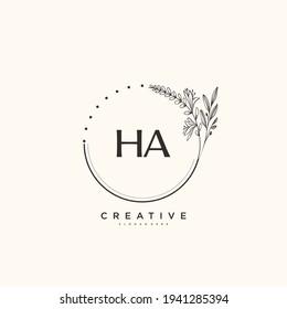 HA Beauty vector initial logo art, handwriting logo of initial signature, wedding, fashion, jewerly, boutique, floral and botanical with creative template for any company or business.