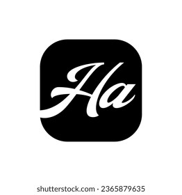 HA Markenname Typografie Monogramm mit schwarzer Farbe.
