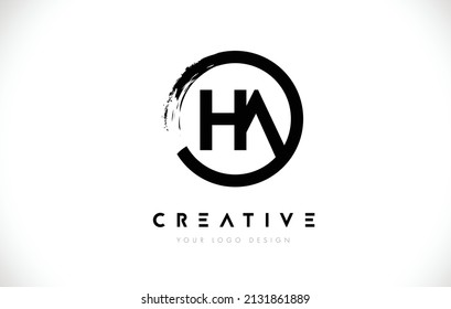 HA Circular Letter Logo with Circle Brush Design and White Background.