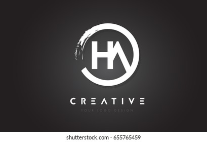 HA Circular Letter Logo with Circle Brush Design and Black Background.