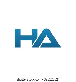 HA company linked letter logo blue