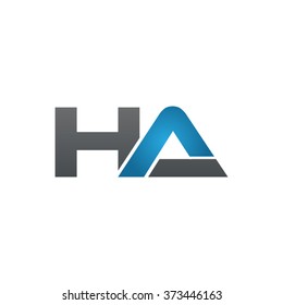 HA company linked letter logo black blue