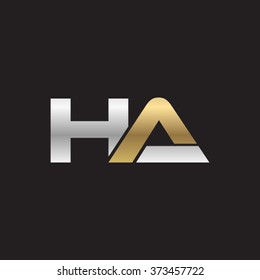 HA company linked letter logo gold silver black background