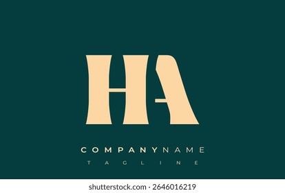 HA Creative Abstract Typography Logo Design. Elegant logo combining bold typography and creative shapes, ideal for branding and identity solutions.