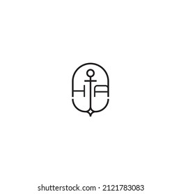 HA creative letter logo design in anchor concept with high quality professional design that will print well across any print media
