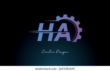 HA Gear Fusion Logo – Industrial Tech-Inspired Letter mark Futuristic Industrial Letter Mark Design for Technology and Engineering Brands.