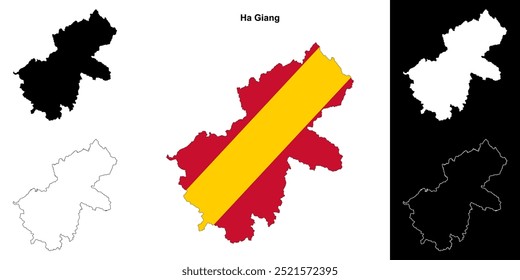 Ha Giang blank outline map set